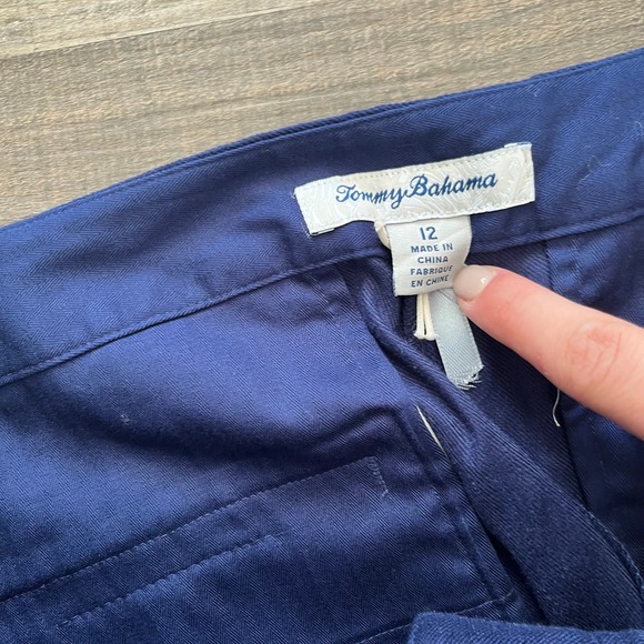 Tommy Bahama Willa Stretch-Linen Pants Navy Blue Trouser Straight Leg 12 Belted - Picture 10 of 12